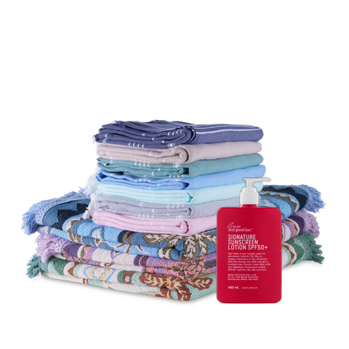 Any Rug, Classic Towel and Sunscreen Bundle